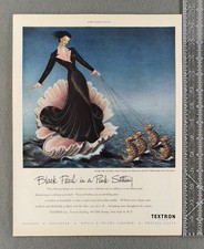 1948 Textron Hostess Coat Robe Black Pearl C.J. Sternberg Original vintage Ad picture