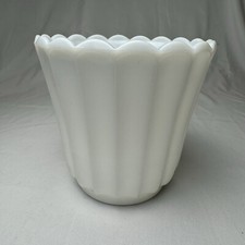 Vintage Milk Glass Flower Pot/Vase-Scalloped Rim 5” picture