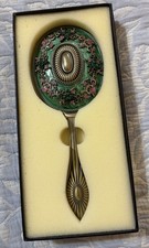 Kalifano Collectible Hand Mirror Enamel Floral Metal Glass w/ Box picture