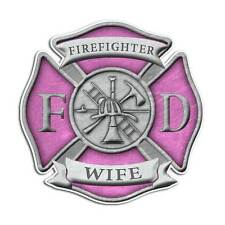Firefighter Wife Maltese Cross Sticker Pink Girl Mom Truck Decal 2 pack picture