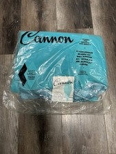 Vintage 1950s Cannon blanket turquoise moth proof Rayon stratford 72x90 NOS seal picture