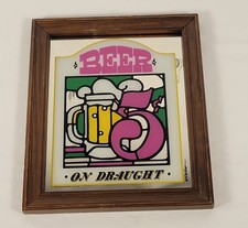Vintage 1975 Mirrored Beer Sign By Figi - Wilson ~ 5 Cent BEER ~ picture