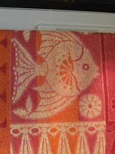 Vtg 1960s 70s Retro Beach Towel Hippie  Flower Power Sunfish & Sunburst Design  picture