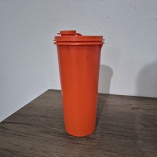 Tupperware Slim Orange Tall Liquid Container(262-3) with Flip Top Lid(603-4) Vtg picture