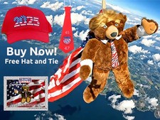 Trumpy Bear- original not fake  ships from Dallas, TX. Comes with Hat & Tie picture