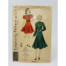 Simplicity 2606 Rare Vintage 1930's Girls Dress, Size 14, Bust 32, Complete picture