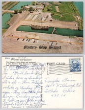 Vintage Mystery Ship Seaport Menominee Michigan Linen Postcard 1970 Posted picture