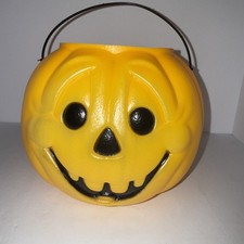 Vintage General Foam Plastics Blow Mold Pumpkin Bucket Halloween Jack o Lantern  picture