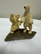 Polar Bear Inuit Hand Crafted Sculpture Carving Vintage Eskimo Native picture
