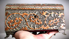 Antique Arts & Crafts Casket Box Hand Tooled Flower Vine Copper & Silvered Art picture