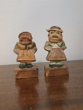 Vintage Hand Carved Man & Woman, Wood Folk Art picture