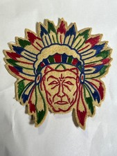 VINTAGE 1960s NATIVE AMERICAN INDIAN CHIEF MOTORCYCLE PATCH Lg Sew on jacket  picture