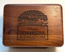 Vintage 1979 Disney's Animal Kingdom Park Wooden Jewelry Trinket Box picture