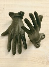 2 Cast Iron Hands Bookends Metal Rustic Shelf Table Decor Hand Decor Farmhouse picture