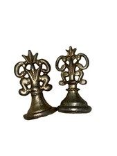Vintage Fleur-De-Lis Brass Wax Seal Stamper Set “M” & “L” picture