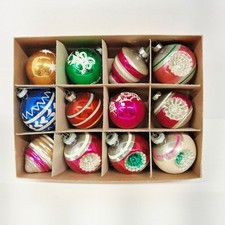 VTG 1940's-50's Shiny Brite Glass Christmas Ornaments Original Box Set Of 12 picture