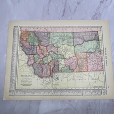Map of Montana, Idaho Double Sided 1910 Print V14-7 picture