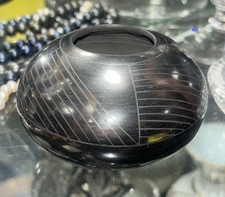 Mata Ortiz Pottery Signed Fernando Andrew Black On Black Bud Vase Minimalist  picture