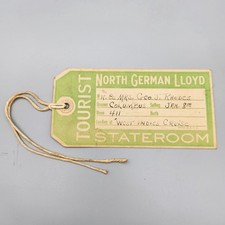 S.S. COLUMBUS North German Lloyd Bremen West Indies Cruise Baggage Tag c.1938 picture