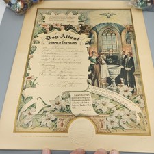 Antique Swedish Lutheran Baptism Certificate, 1911, Salem Ironwood, MI, READ picture