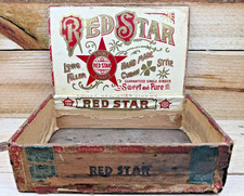 Very Unique Vintage Red Star Cigar Box Union Made St. Louis MO Tobacciana picture