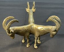 Arthur Court Designs Brass 3 Headed Ram figurine, Stand Rare Vintage picture