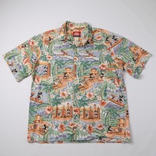 Vintage 90s Reyn Spooner Disney Mickey Surfing Hawaiian Aloha Shirt Mens L Tiki picture