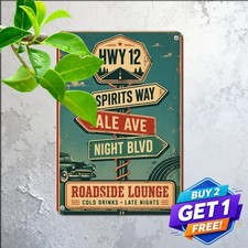 Route Roadhouse Vintage Metal Sign Retro Highway Bar Wall Decor Plaque 8x12 picture