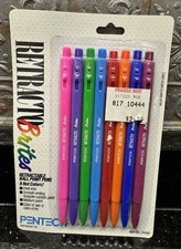 NOS Vtg 80s Pentech Retracto Brites Ball Point Pens Pack Of 8 #24408 Sealed picture