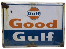 Gulf Oil Embossed Reproduction of Vintage Good Gulf Metal Sign Garage Wall Decor picture
