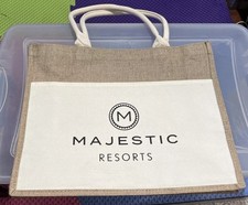 Majestic Resorts Burlap Tote Shoulder Bag Beach Tan Pool Hotel NEW picture