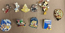 Disney Vtg 10 Pin Lot Pirate Goofy, Caballeros, Pluto, Minnie School, April Fool picture