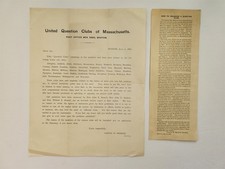 1889 antique UNITED QUESTION CLUBS boston ma TARIFF POLITICS activism LETTER picture