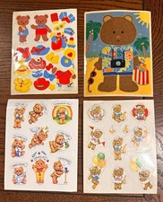 VTG New 1980s Hallmark Teddy Bear Sticker Sheets Lot of 4 picture