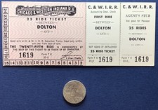C&WI TRAIN 25 RIDE TICKET DOLTON #1619 AGENT'S STUB picture
