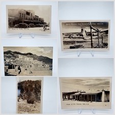 Lot Of 5 1940’s RPPC -TAOS, NEW MEXICO - Pueblo , Ruins , Hotel De Fonda , Mts.. picture