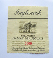 Vintage 1969 Inglenook Gamay Beaujolais Napa Valley Wine Label Rutherford CA Old picture