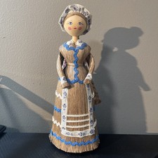 Minsk Belarus Russian 10” Straw Wood Doll  picture