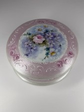 Vintage Limoges France Porcelain Trinket Box Hand Painted Floral Pink Roses 4” picture