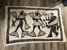 Vintage Beautiful Hand Painted African Senufo Korhogo Mud Cloth Tapestry Textile picture