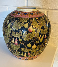 Vintage Chinese Chinoiserie Porcelain Hand Painted Fruit Vase  picture