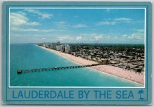 Lauderdale-By-The-Sea FL Aerial Beach Pier Florida Impressions Postcard 1991 picture