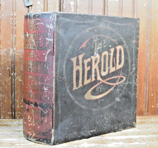 HEROLD SMOKED SARDINES PAINTED TIN METAL DEALER DISPLAY SIGN CIRCA 1900s - 1920s picture