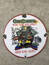 VINTAGE RAT FINK GUN CONTROL PORCELAIN SIGN HOT ROD GAS ENGINE RACE CAR  10
