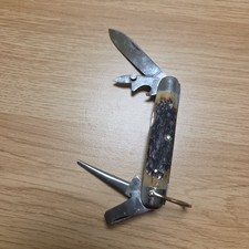 Vintage Robeson ShurEdge 642214 Scout Utility Pocket Knife Jigged Bone USA  picture