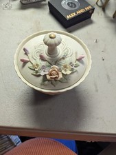 Vintage Lefton KW772 Antique Ivory Floral Porcelain Candy Trinket Box 5