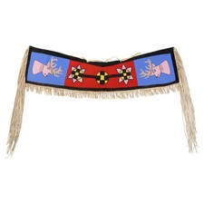 Old Native American Handmade Beaded Deer Antler Saddle Bag Western Hide Fringe picture