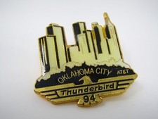 Vintage 1994 AT&T Thunderbird Oklahoma City Skyline Enamel Lapel Hat Pin picture
