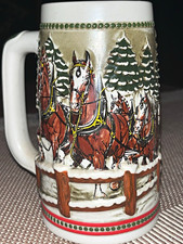 1984 Budweiser CS62 Covered Bridge Holiday Stein Clydesdales Ceramarte Brazil picture