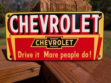 THICK PORCELAIN CHEVROLET DRIVE IT MORE PEOPLE DO SIGN CAR DEALER GARAGE SIGN picture